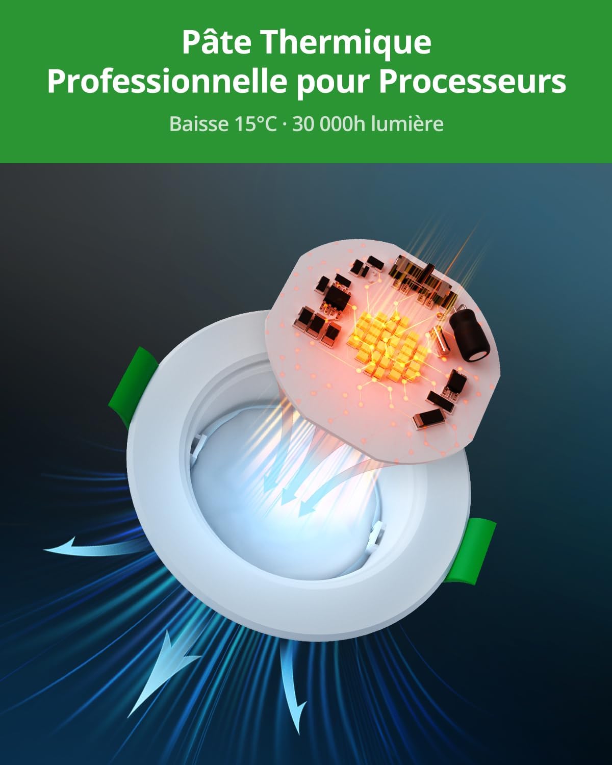Thumbnail 4 de HOMEOW Lot de 20 Spot LED Encastrable Extra Plat 5W – 68–80 mm, IP44, Blancs T° 2700/4000/6000K