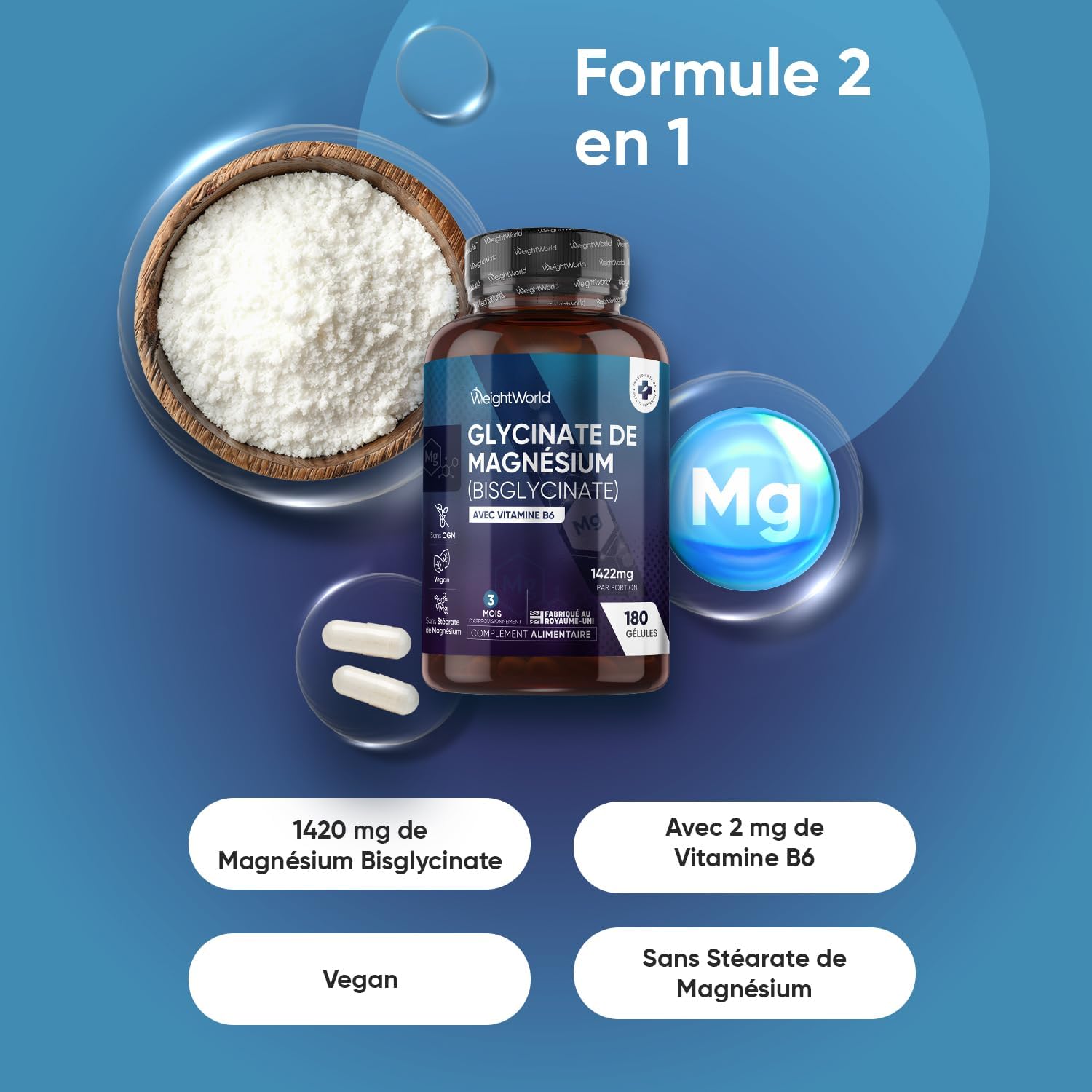 Thumbnail 6 de WeightWorld Magnésium Bisglycinate + B6 1422 mg