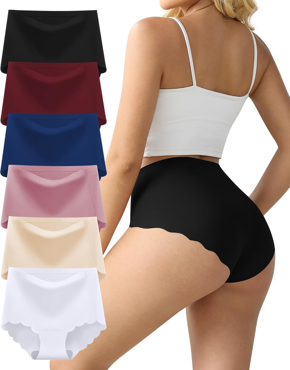 Detalle 2 de TDONE Seamless Knickers for Women (6-pack) – Breathable High Waisted No VPL Briefs