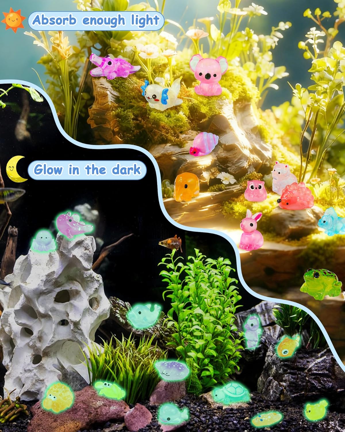 Thumbnail 2 de FIVEIZERO 100-Piece Mini Resin Animals, Glow-in-the-Dark, 20 Styles
