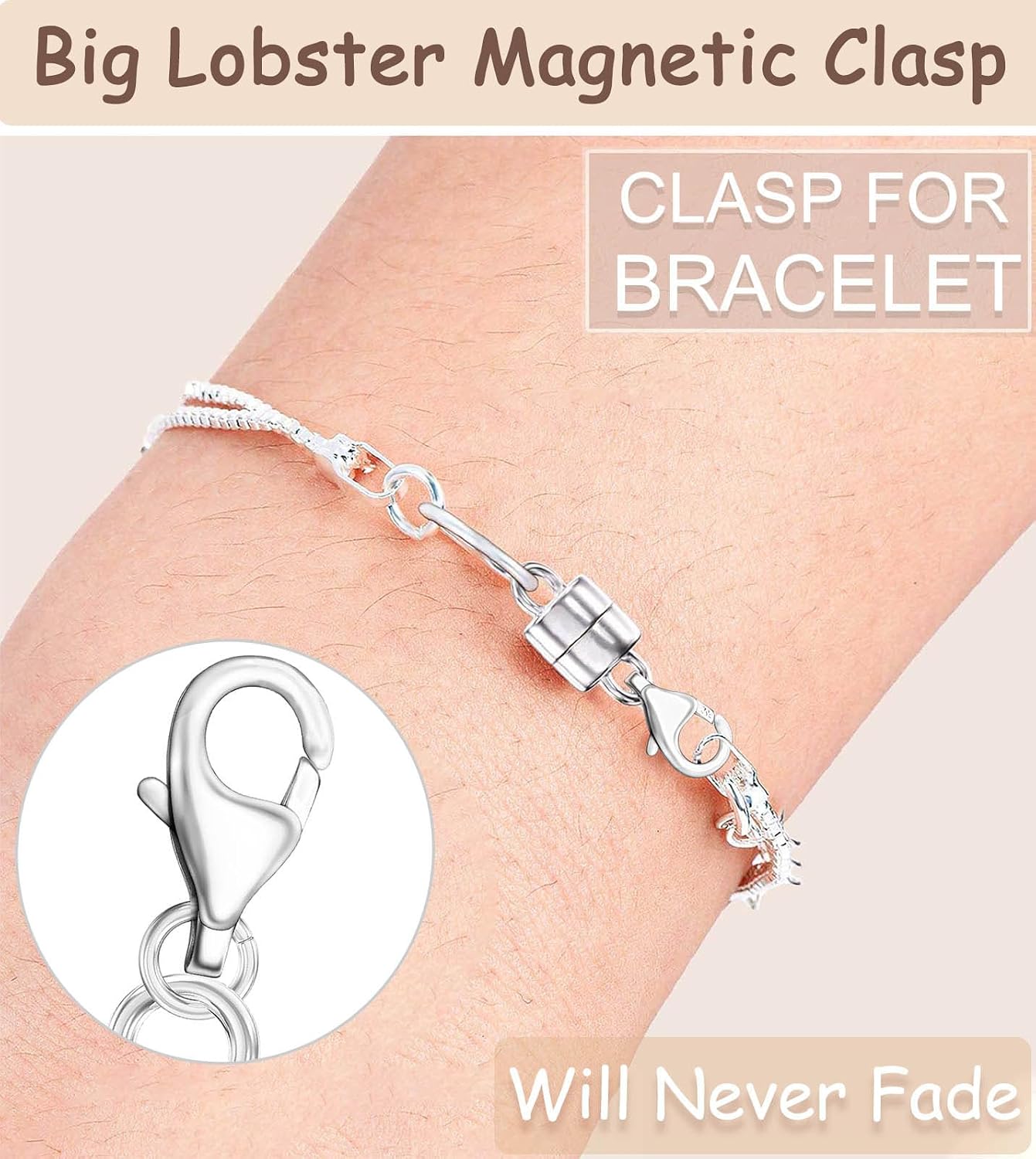 Detalle de Dailyacc 1 Magnetic Lobster Clasp Necklace Extenders, 4-Piece Gold and Silver Set