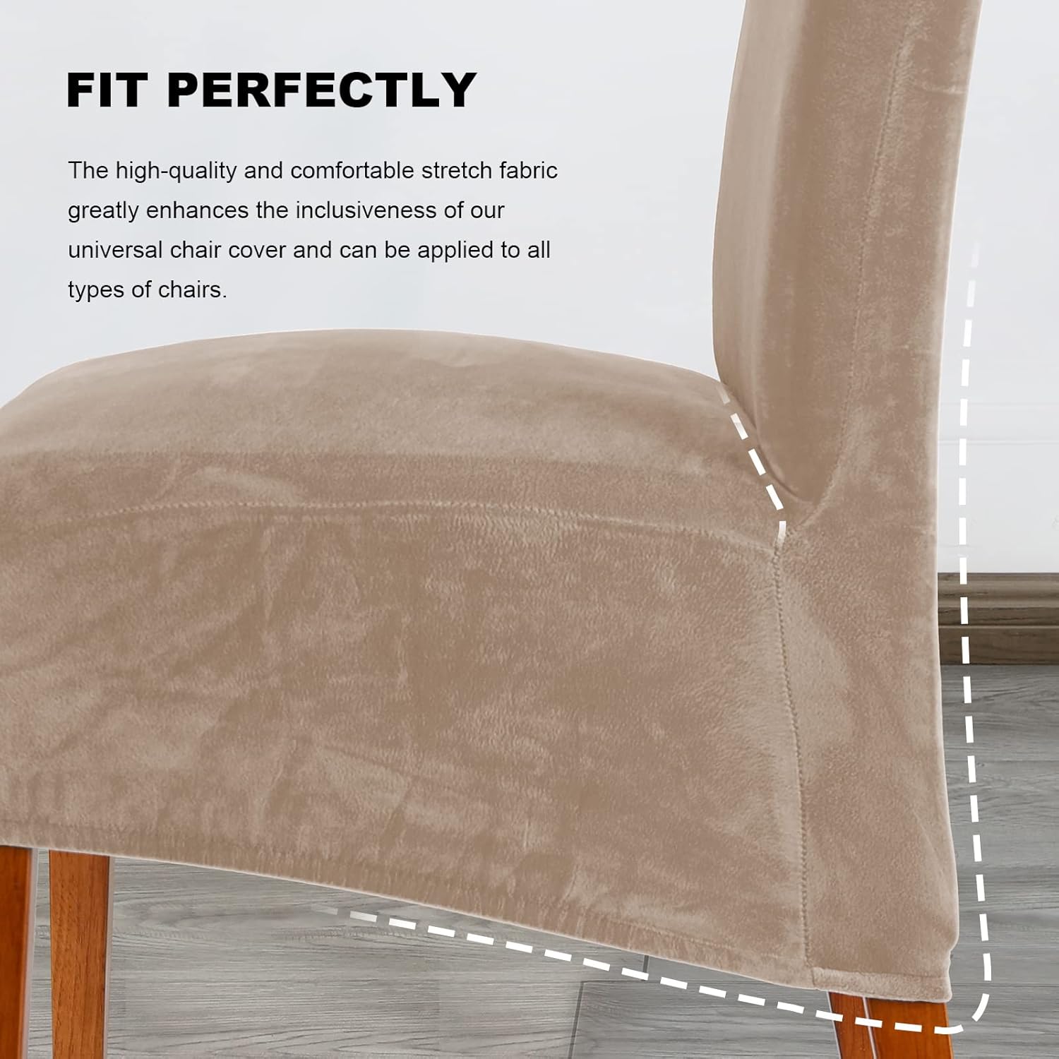 Thumbnail 6 de CMAKER Velvet Dining Chair Covers – Stretch Large Chair Slipcover, XL Camel, Set of 6