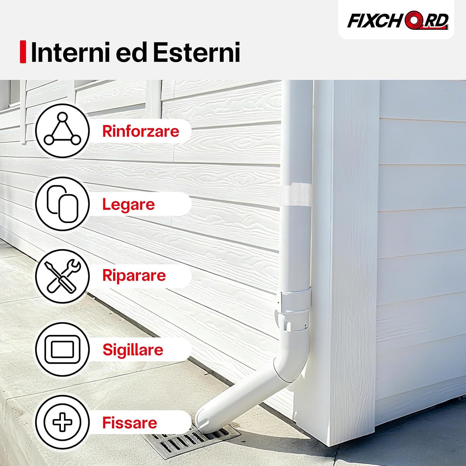 Thumbnail 5 de FIXCHORD Nastro adesivo in tessuto impermeabile 25 mm × 50 m, bianco