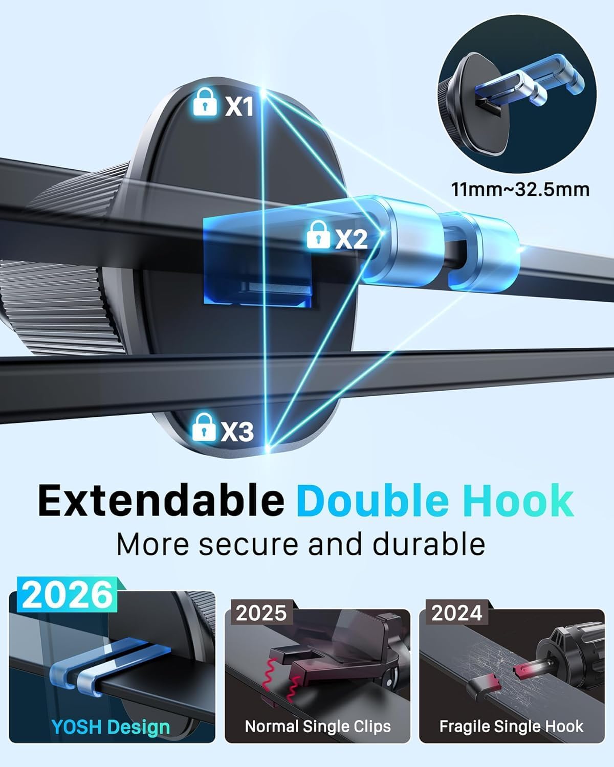 Detalle de YOSH Support téléphone voiture à induction Mag-Safe 15W (chargeur sans fil, rotation 360°)