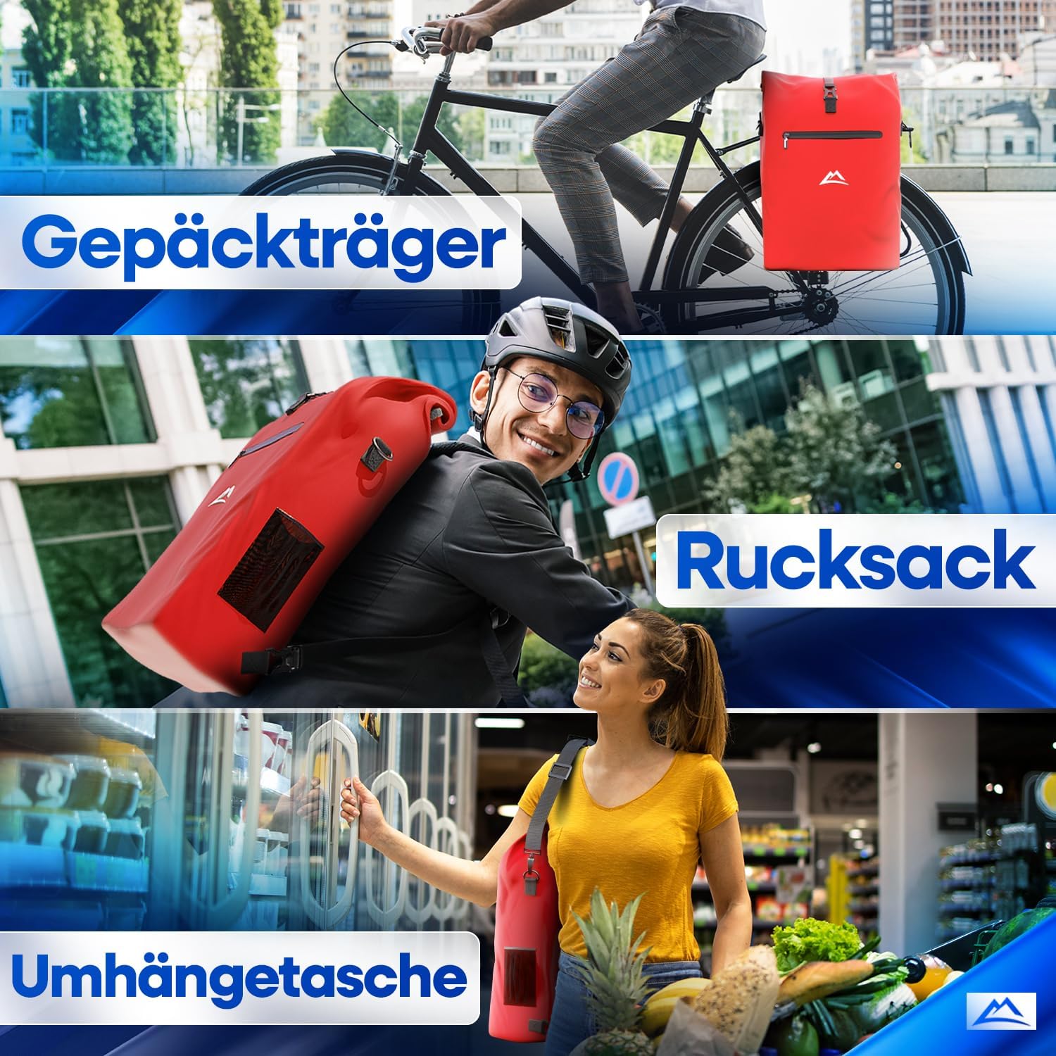 Thumbnail 1 de Nextcover® NEU 3in1 Fahrradtasche für Gepäckträger (PVC-frei) – 25L wasserdicht als Rucksack, Umhängetasche & Gepäckträgertasche