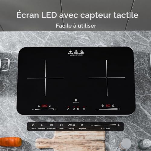 Detalle de COOKNANO Plaque à Induction Double 3600W – Contrôles indépendants et minuterie 6h