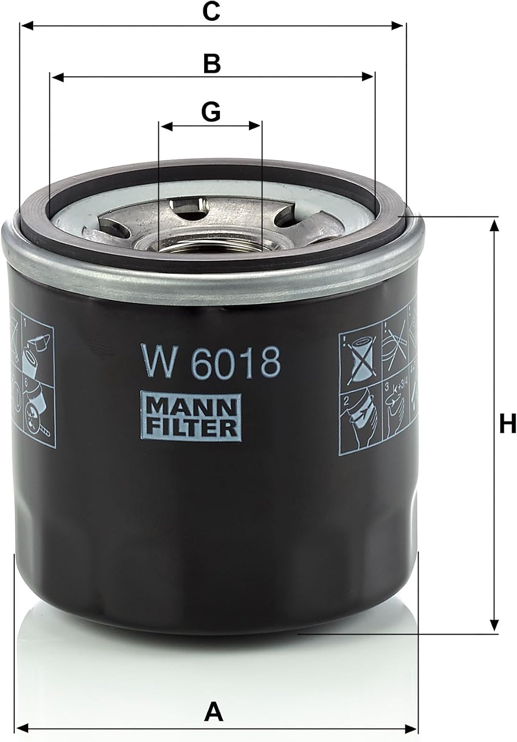 Detalle de MANN-FILTER W 6018 oljefilter för bil och lätt lastbil, 66 mm