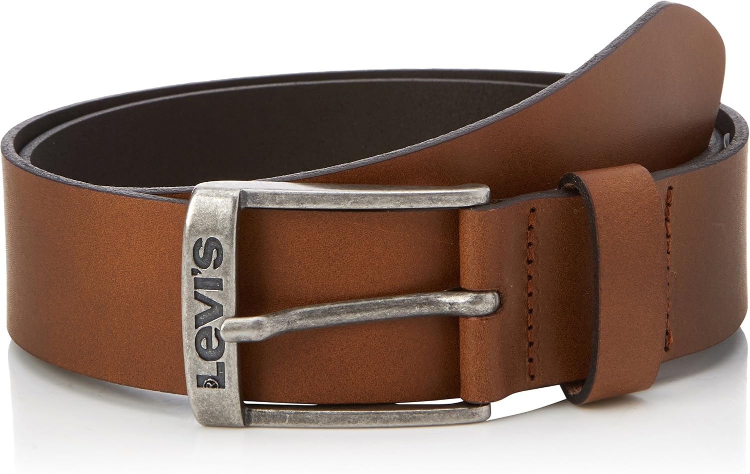 Detalle 1 de Levi's New Duncan: cintura da uomo in Dark Brown, regolabile e minimalista per denim quotidiano