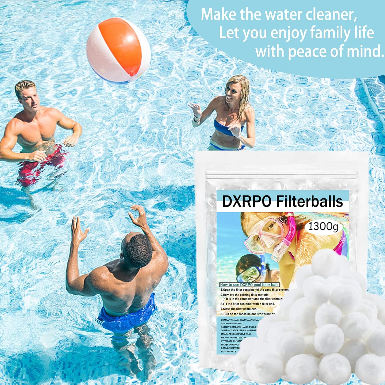 Thumbnail 6 de DXRPO Filterbälle Pool (1.300 g) für Sandfilteranlagen – Filtermedium-Ersatz in Weiß