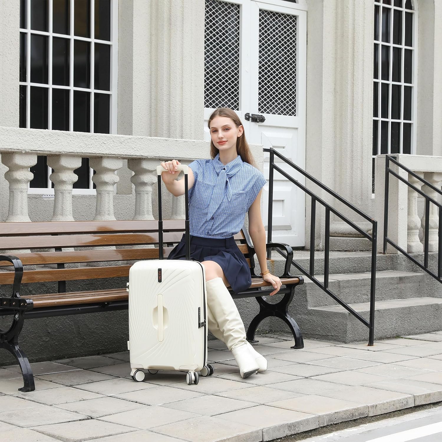Thumbnail 5 de Hulsin 20-Inch Expandable Carry-On Luggage (White): Lightweight Hardside Spinner with TSA Lock