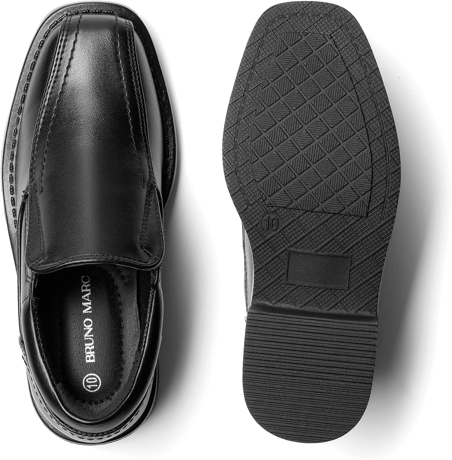 Detalle 1 de Bruno Marc Boys’ Slip-On Dress Loafers with Square Toe and TPR Outsole
