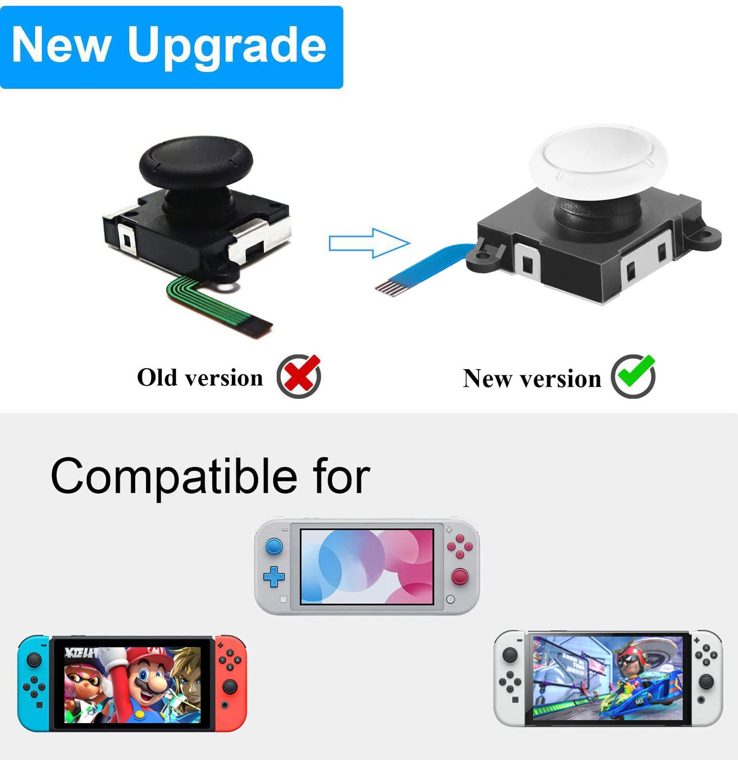 Detalle 2 de LONANDY Joycon Joystick Replacement Kit for Nintendo Switch (Left/Right) – Includes Drift Fix Tools, Thumbstick Caps, and Metal Latch Buckles