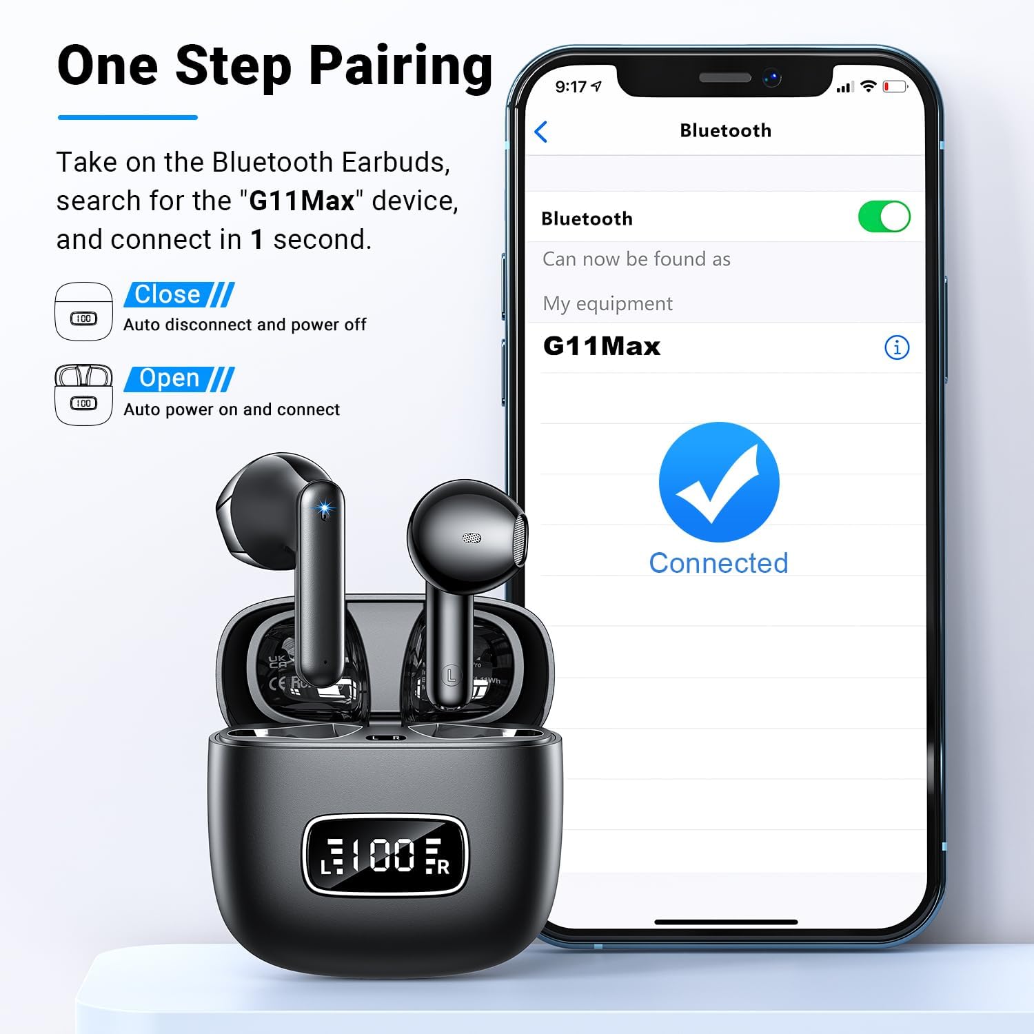 Detalle 2 de Godyse G11MAX Wireless Earbuds with Bluetooth 5.4, ENC Calls and 42-Hour Playtime