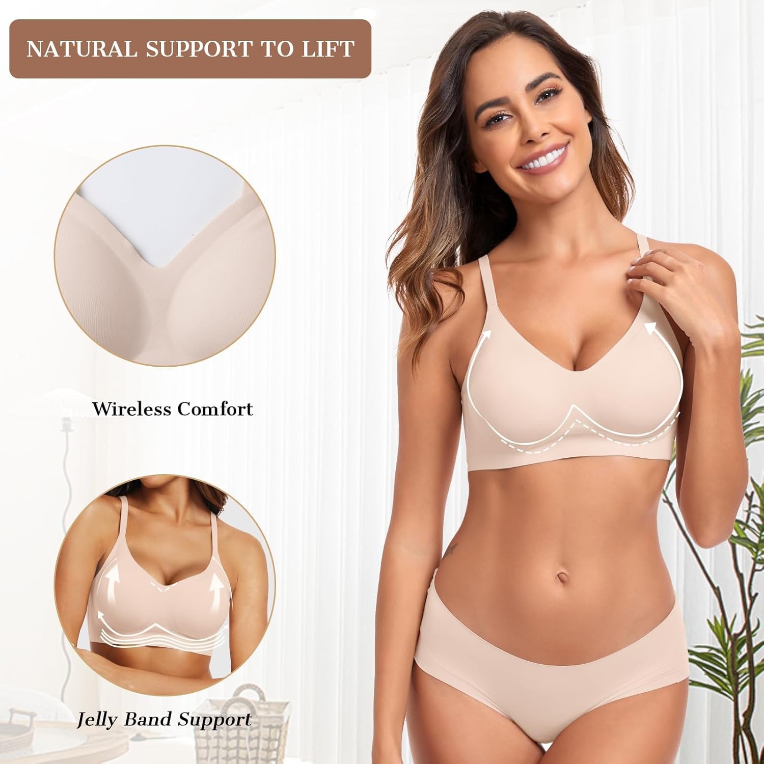 Detalle 2 de OEAK wireless push up bra, 4-row hooks