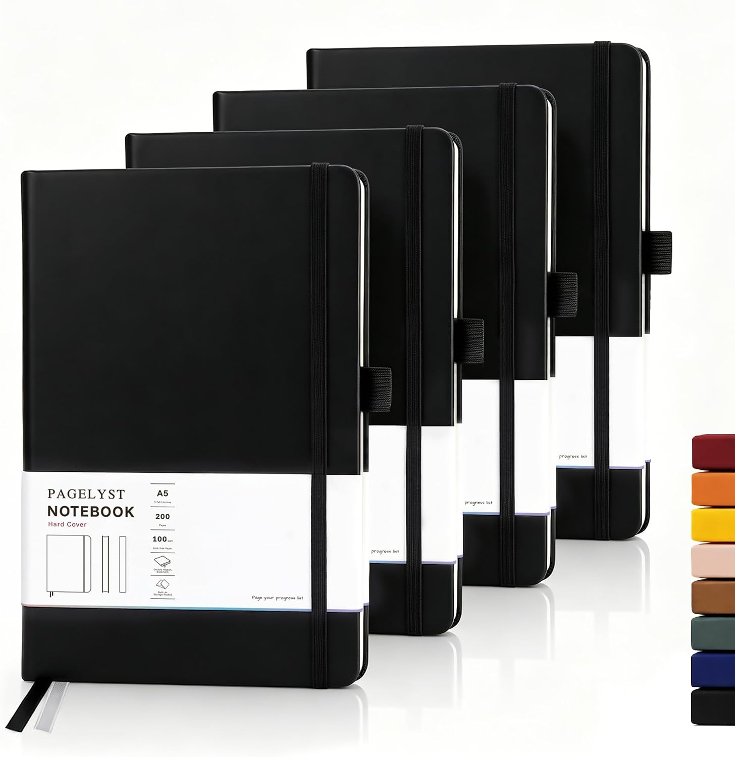 Detalle de PAGELYST A5 Blank Journal Notebook, 200 Pages, 4-Pack, 100 GSM Paper