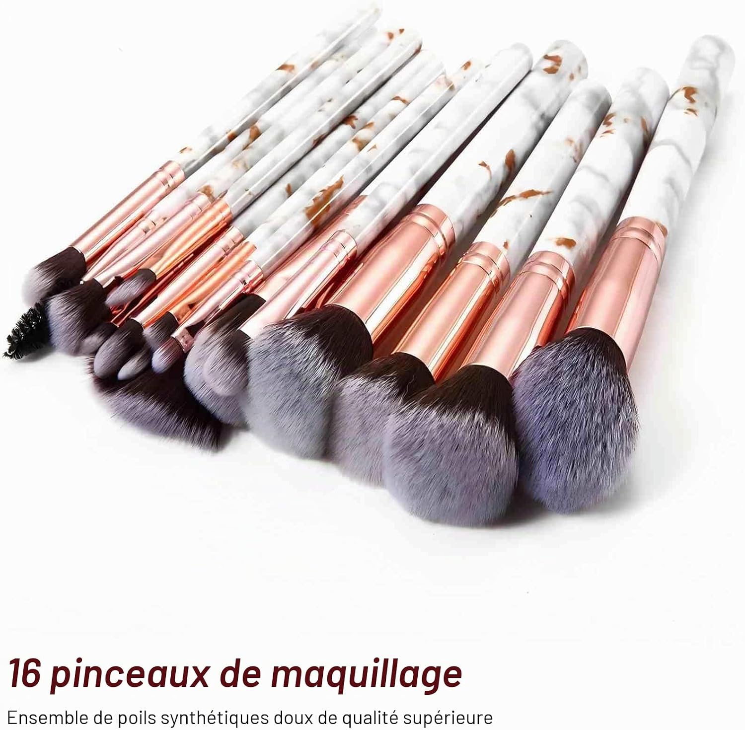 Thumbnail 1 de Pinceaux Maquillages DUAIU 16 PCS – Ensemble marbre premium en fibres synthétiques
