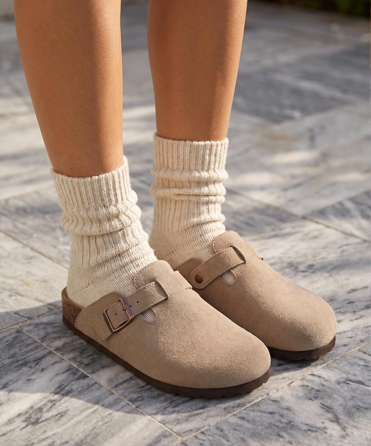 Thumbnail 1 de KIDMI Genuine Suede Clogs with Cork Footbed