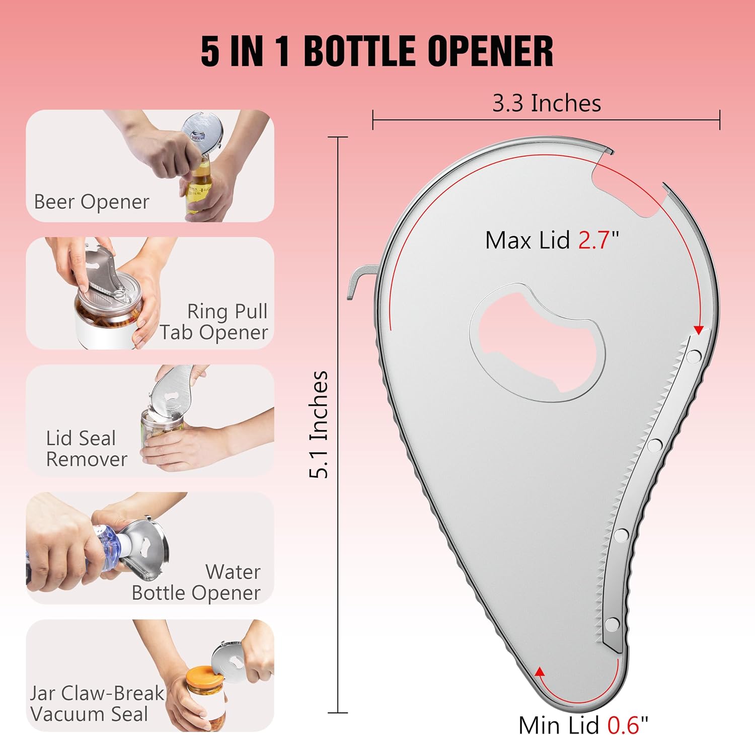 Detalle 2 de Uinxan Multifunction Bottle Opener Stainless Steel