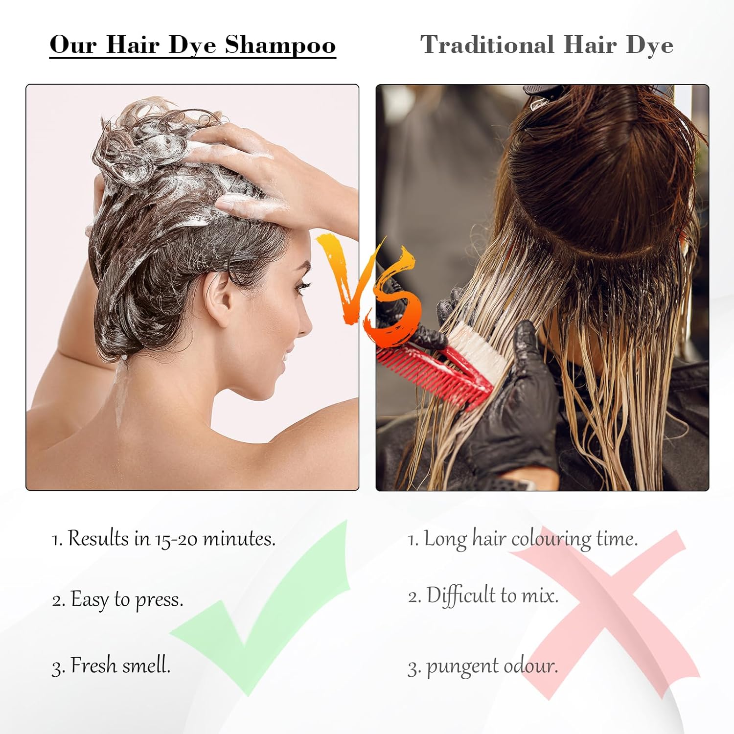 Detalle 2 de KAISASA Dark Brown Hair Dye Shampoo 3 in 1 — Grey Coverage with Gentle Herbal Formula