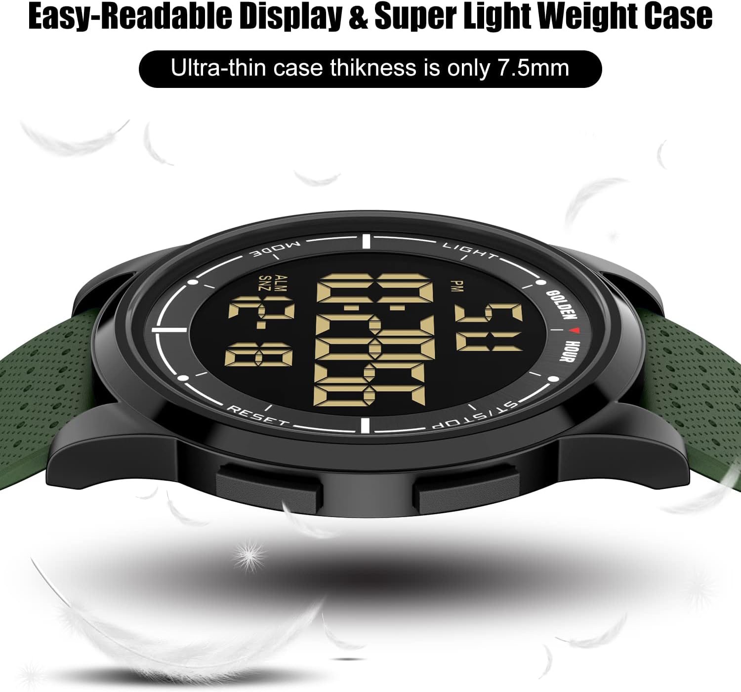 Detalle de GOLDEN HOUR Ultra-Thin Waterproof Digital Sports Watch with Wide-Angle Display