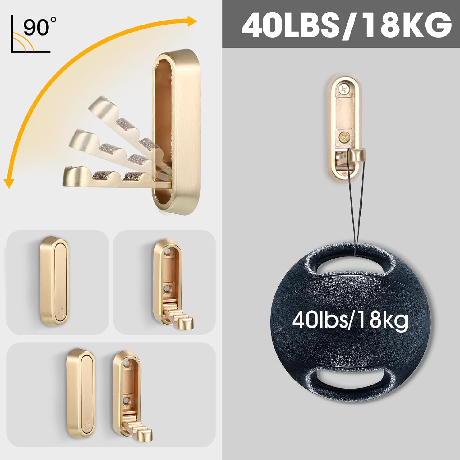 Thumbnail 5 de Dntorx Folding Wall Hooks, Zinc Alloy