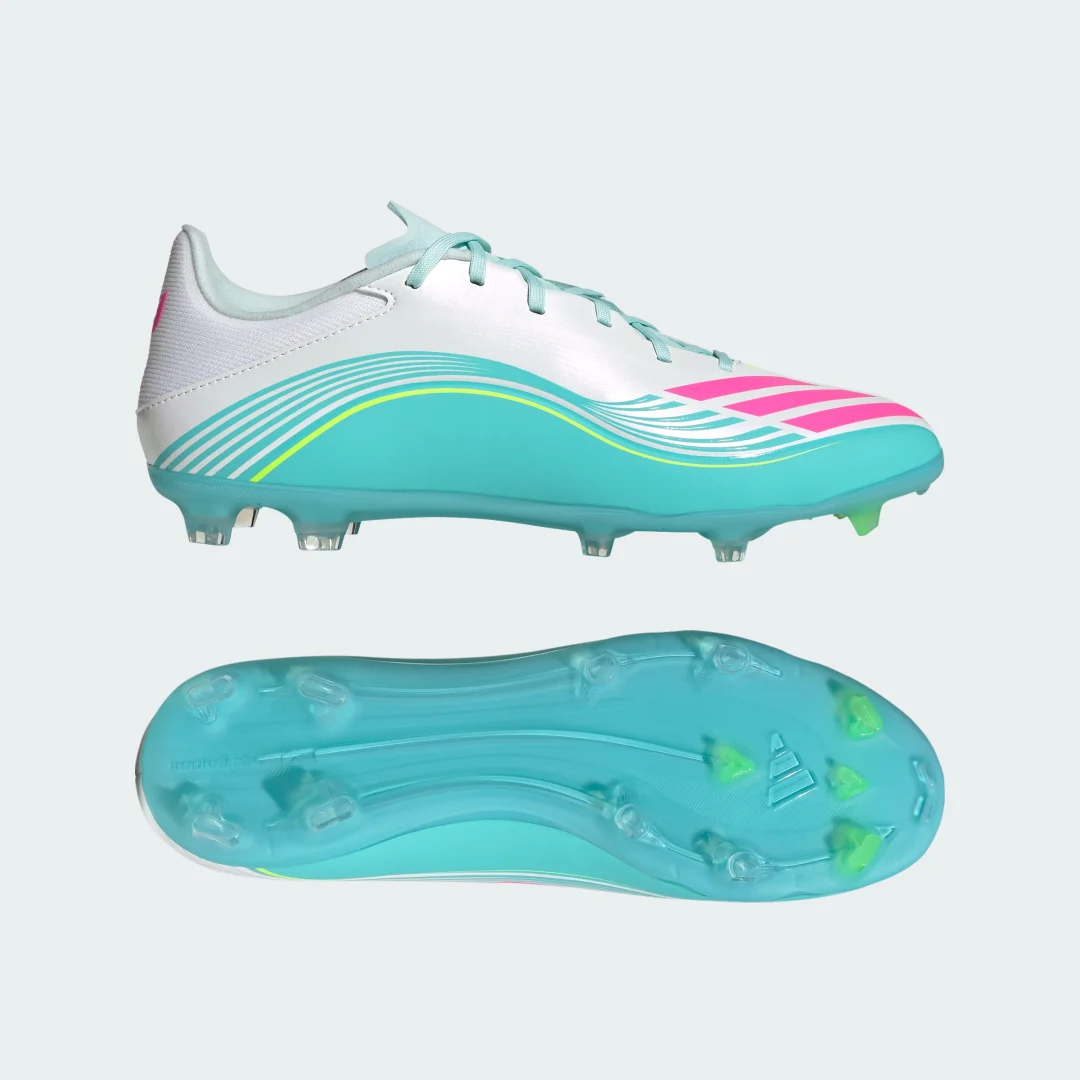 Detalle de Adidas F50 MESSI LEAGUE Bota de fútbol para césped natural seco/multiterreno – color Blanco