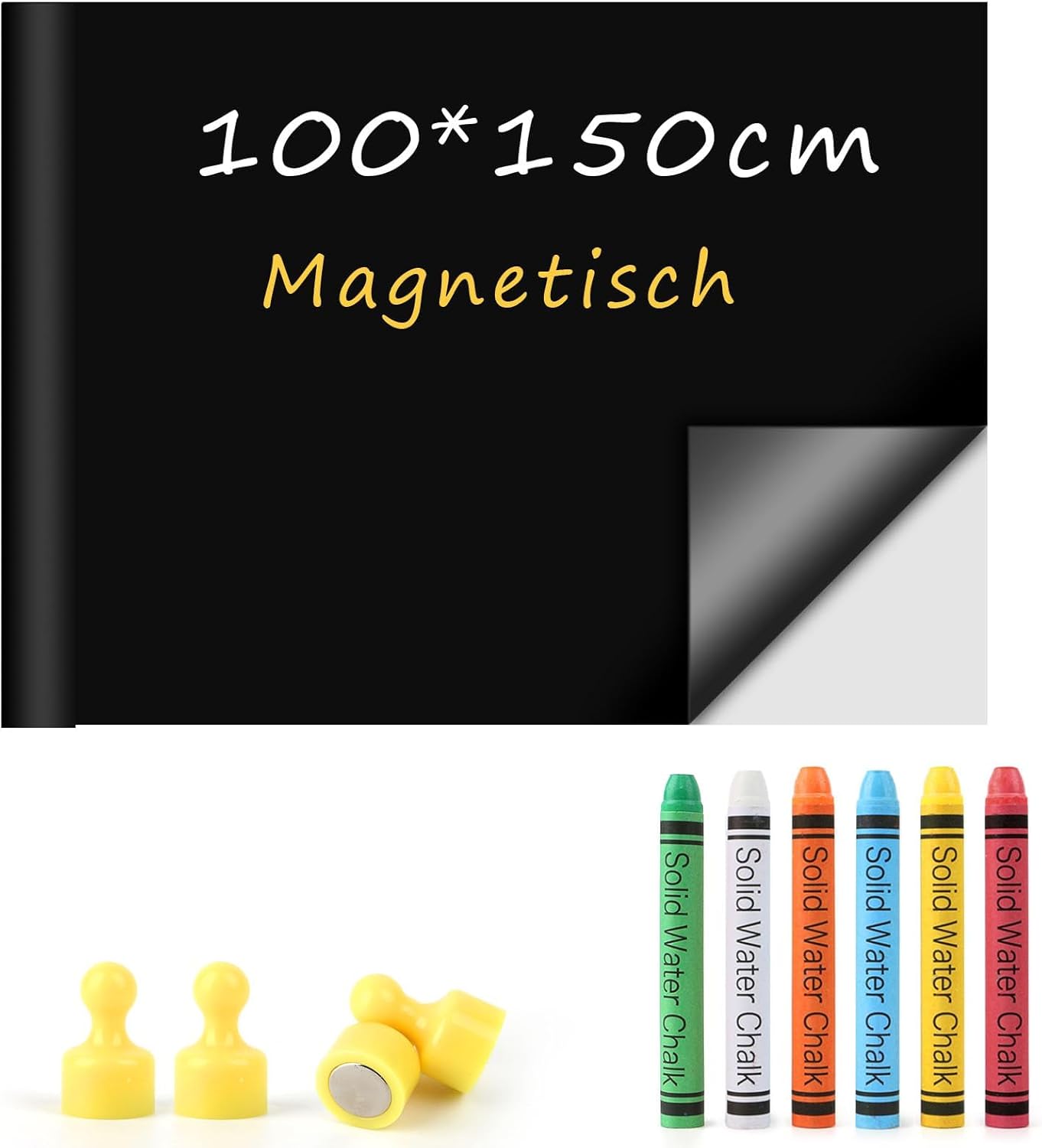 Magnetische selbstklebende Tafelfolie 100 x 150 cm inkl. Magnetfolie, 6 Kreiden und 4 Magneten