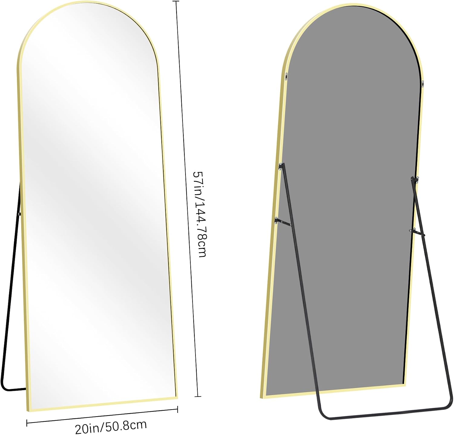 Detalle 2 de KOCUUY Arched Full-Length Mirror, 144.8 x 50.8 cm, Gold Aluminum Frame