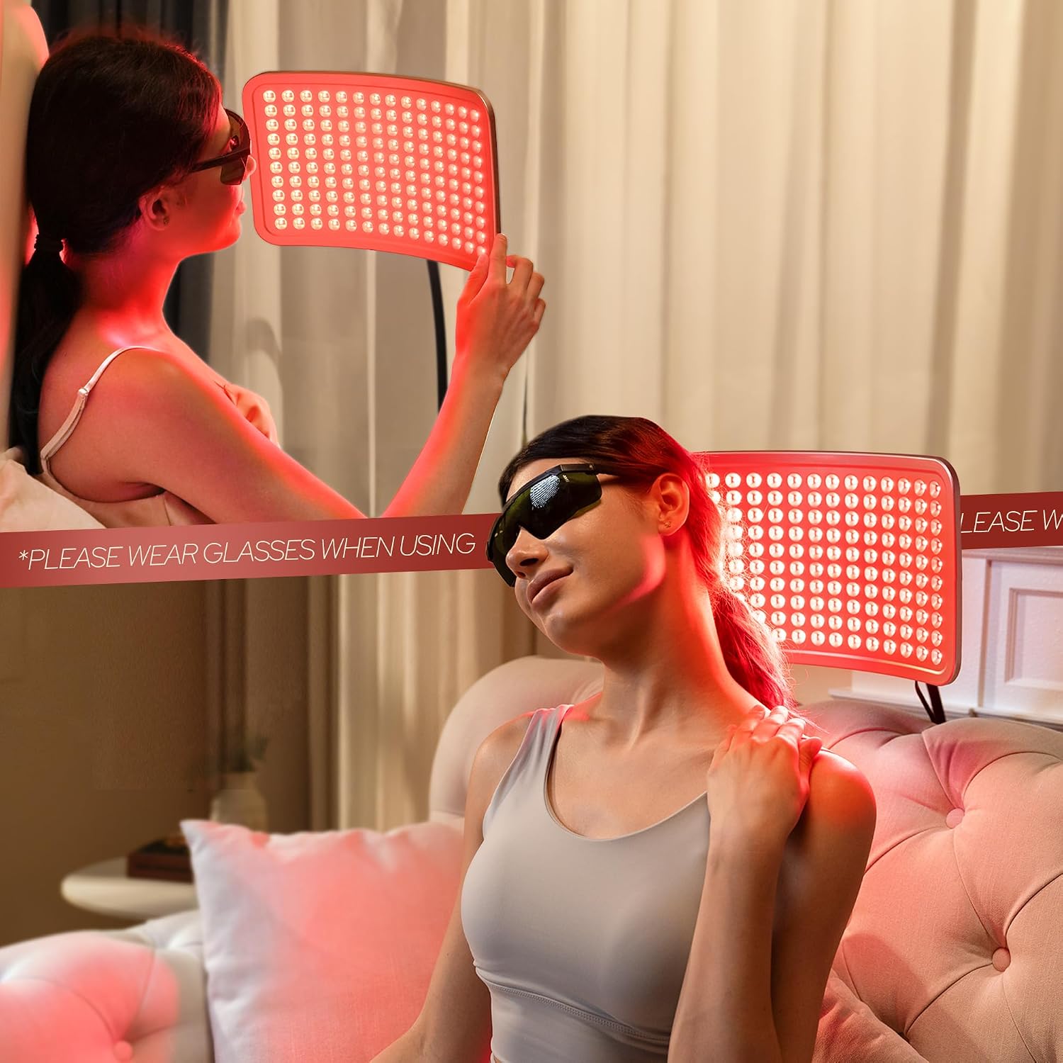 Detalle de SUNKENET LTFL003 Red Light Therapy Lamp, 660nm and 850nm LEDs