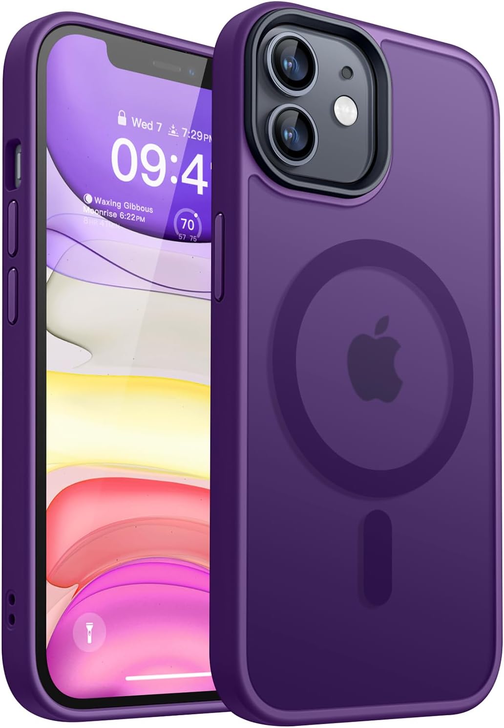 Detalle de CANSHN Cover Magnetica Opaca per iPhone 11 (6,1”) Viola Scuro – Protettiva, MagSafe compatibile