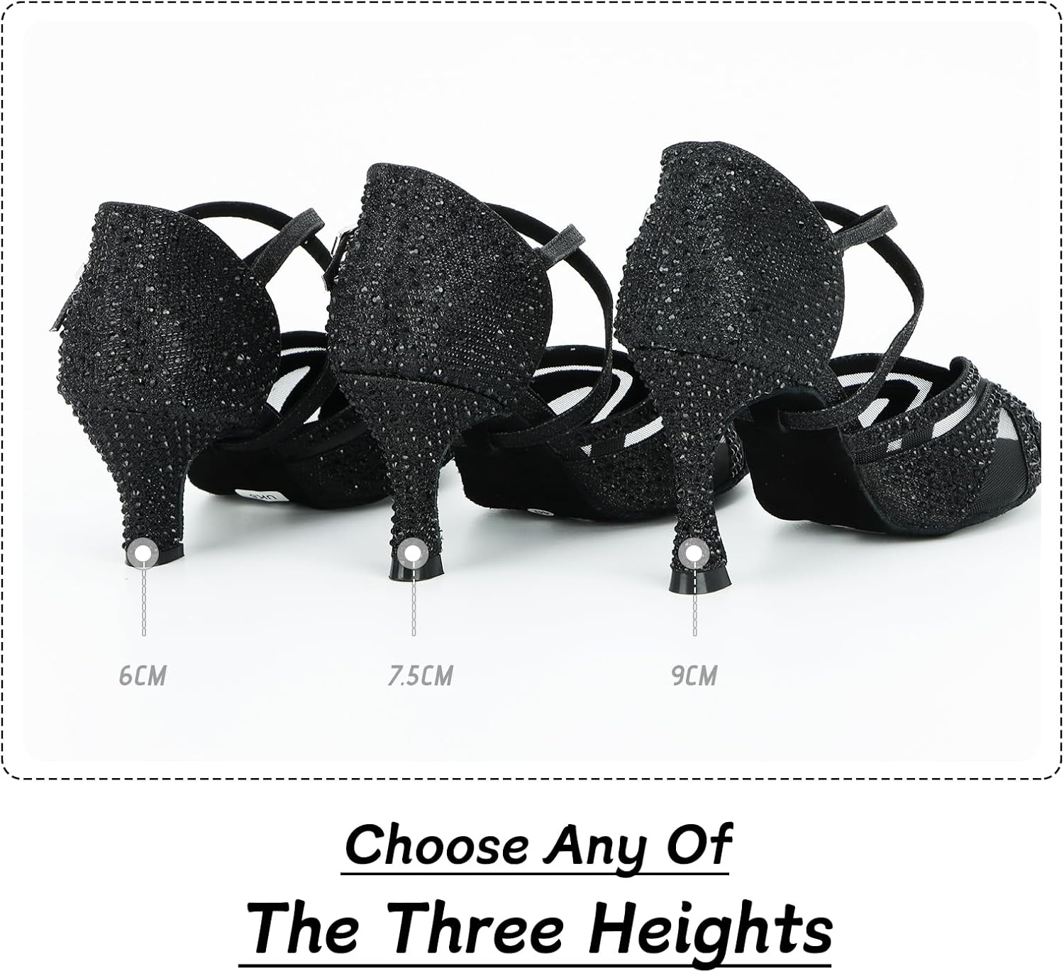 Thumbnail 4 de Jywmsc Women's Glitter Rhinestones Ballroom Latin Dance Shoes – Peep Toe Cross Strap
