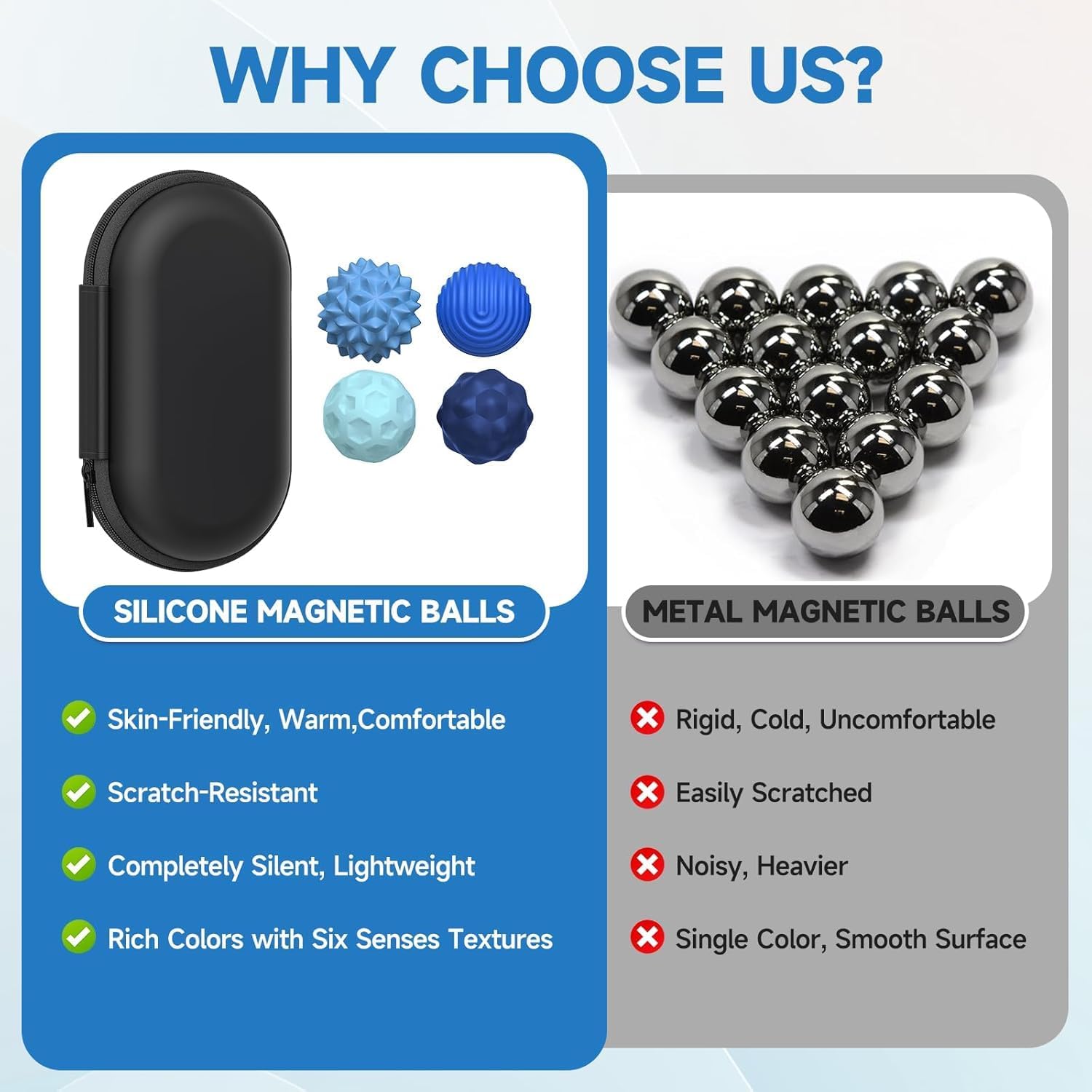 Thumbnail 6 de Magnetic Fidget Balls Toys (8PCS) – Weighted Textured Sensory Silicone Stress Relief for Adults & Teens (Blue)