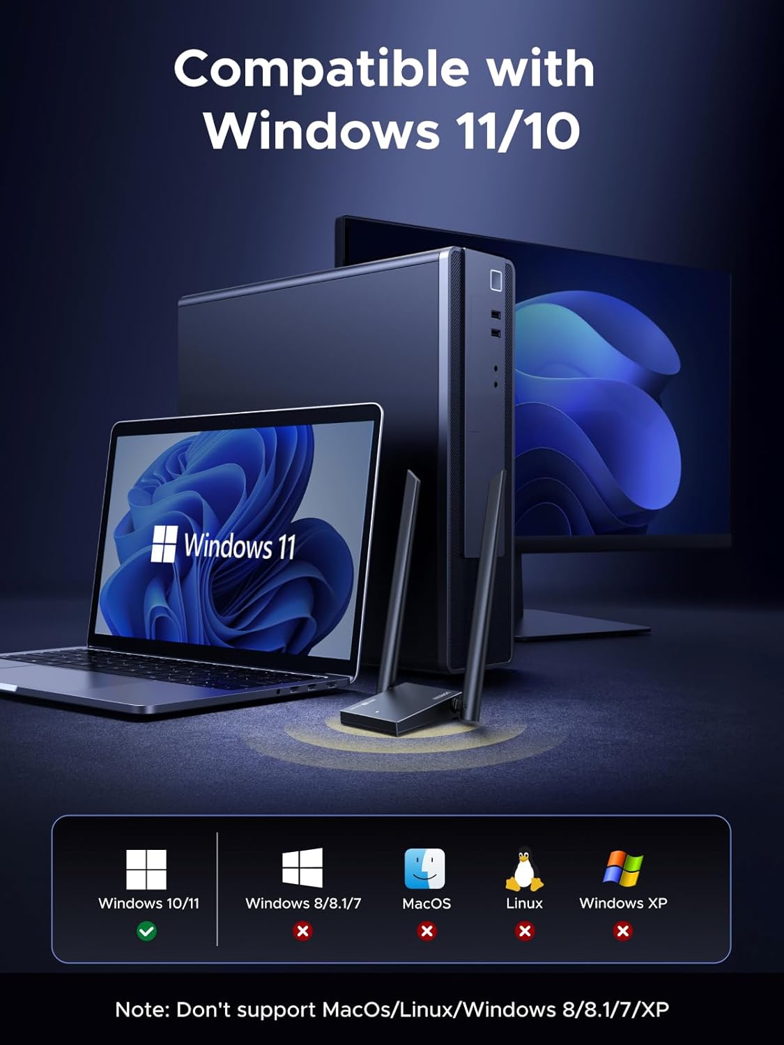 Thumbnail 5 de UGREEN WiFi Dongle AXE5400 (WiFi 6E) USB WiFi Adapter for PC with WPA3