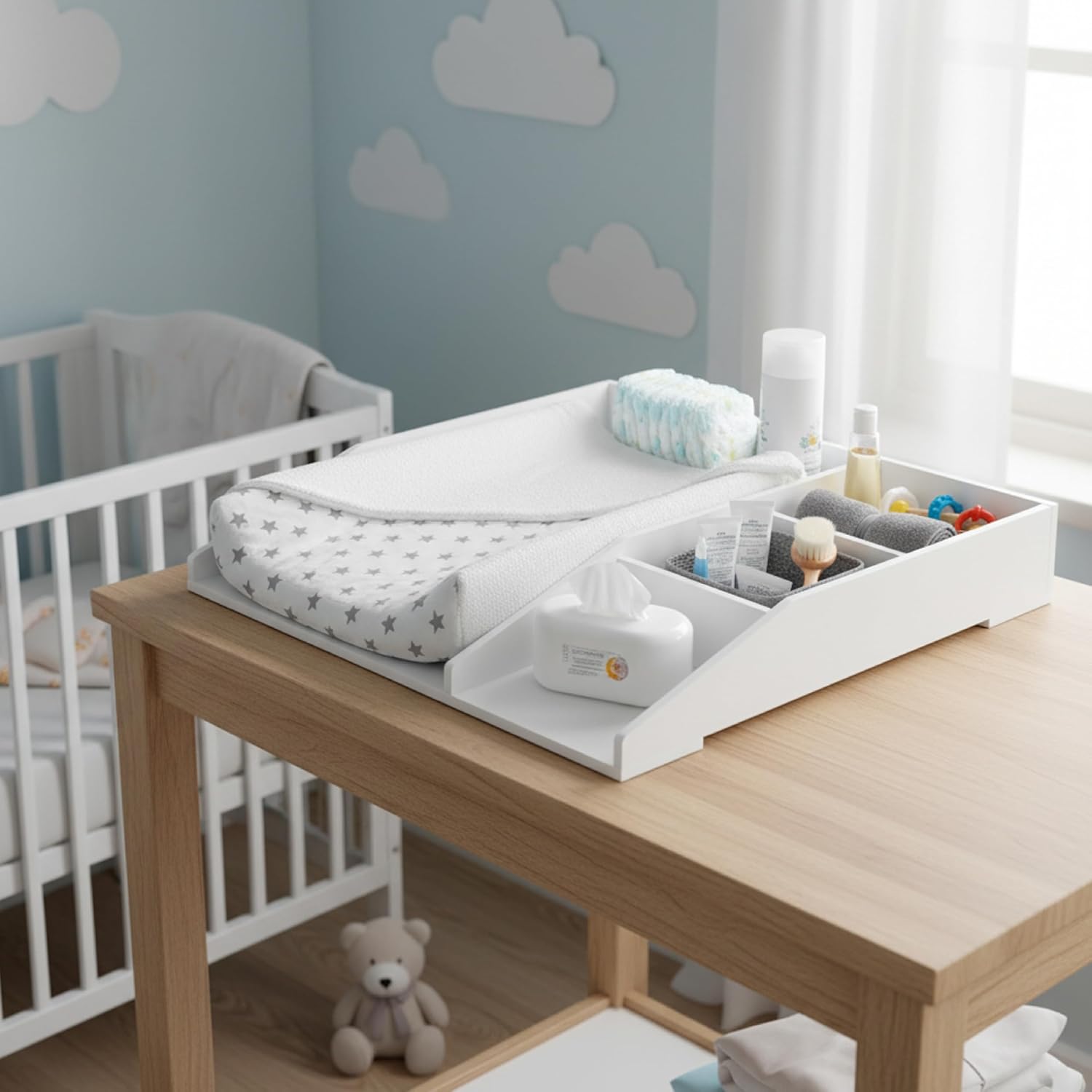 Thumbnail 1 de Baroni Home Fasciatoio da Appoggio Bianco con 4 Scomparti – Organizzazione pratica per neonato