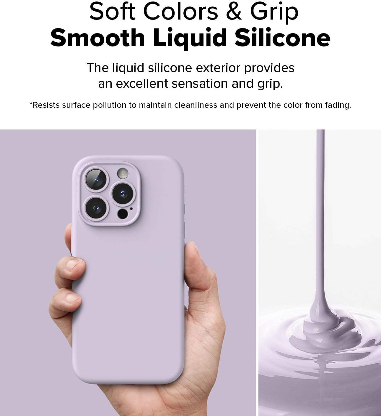 Detalle de Ringke Silicone Magnetic Case for iPhone 16 Pro (Light Purple) – MagSafe Compatible