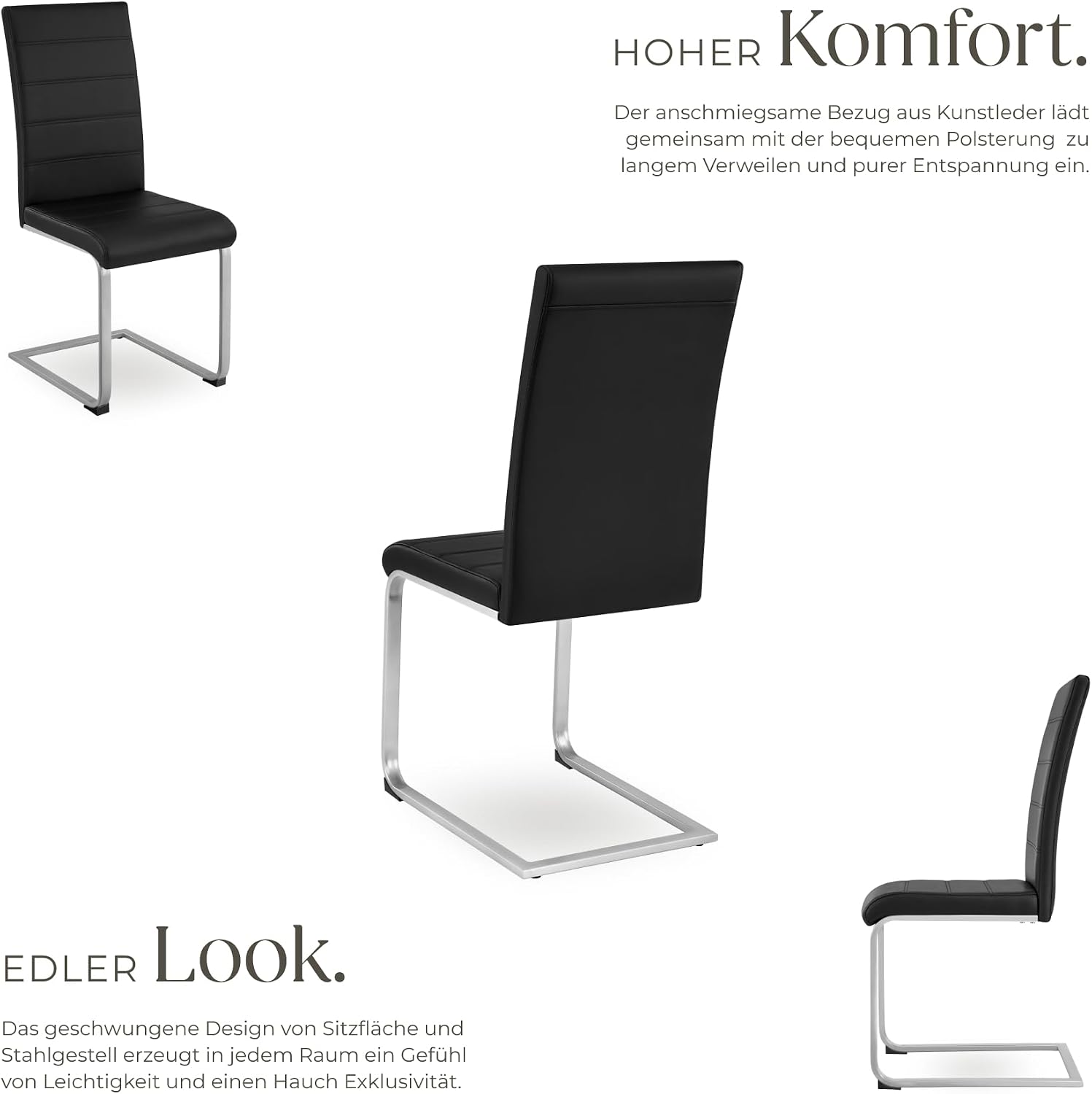 Detalle 1 de tectake Freischwinger Schwingstuhl 6er-Set