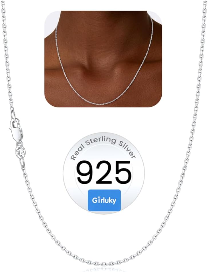 Detalle de Girluky Sterling Silver Chain Necklace, 1.1mm