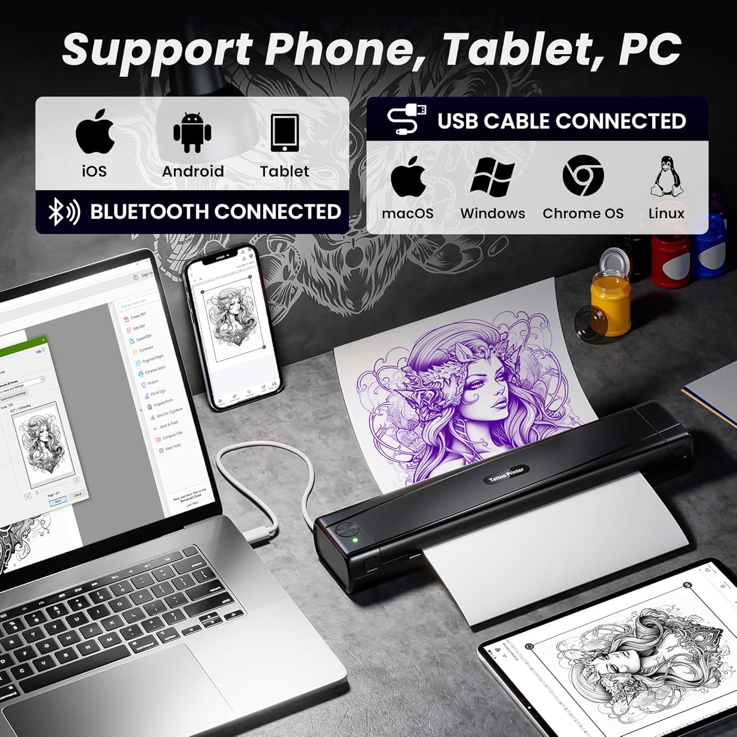 Thumbnail 2 de TATTMUSE Tattoo Printer (A887) Bluetooth thermal stencil printer for beginners and artists