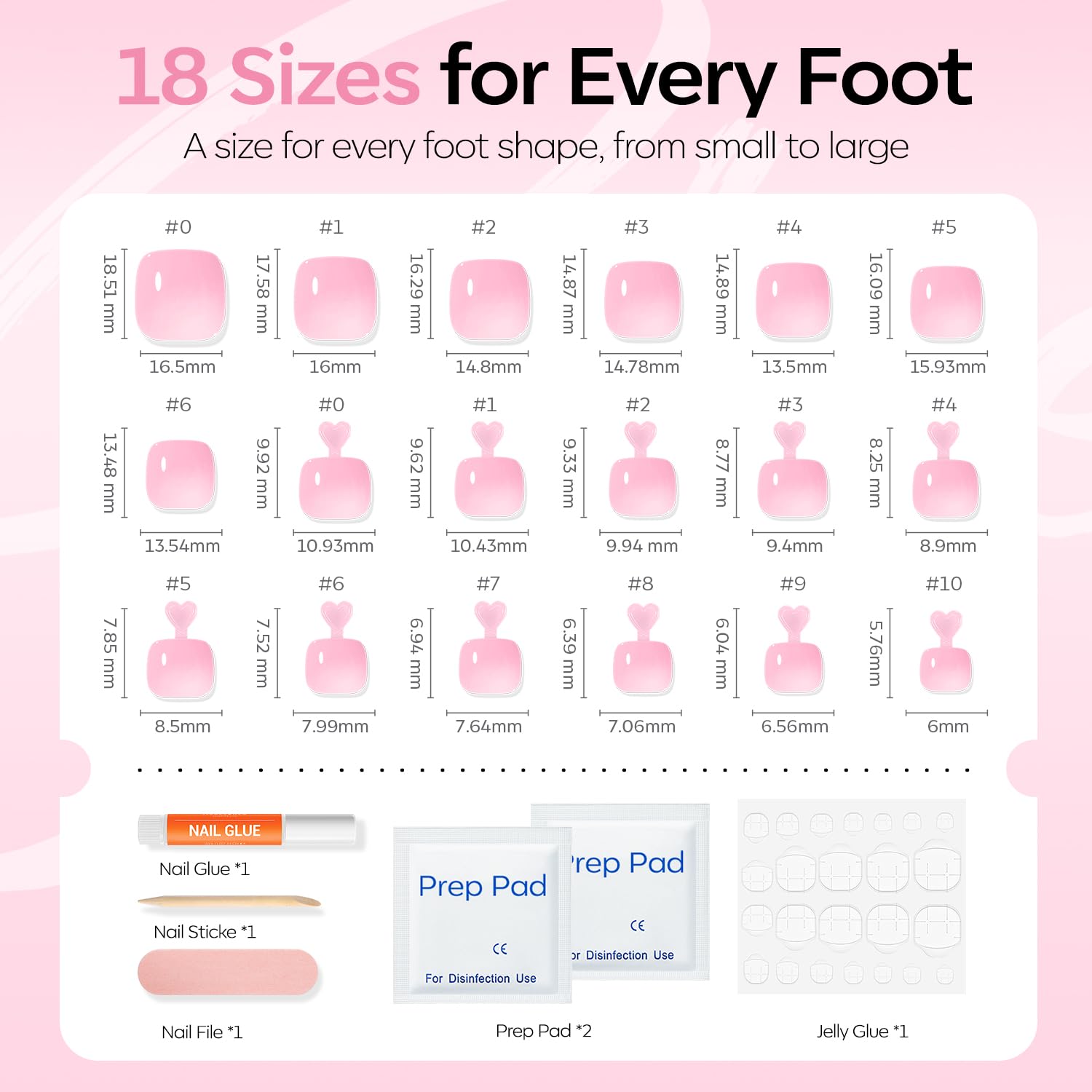 Detalle 1 de Modelones Press-On Toenails, 36-Piece Set