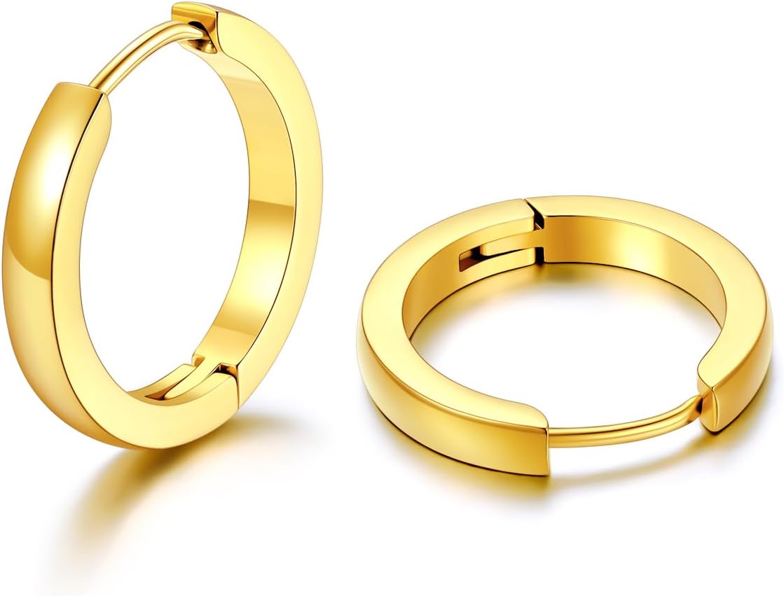 Detalle de U7 Huggie Creolen mini Hoop aus Edelstahl 12 mm