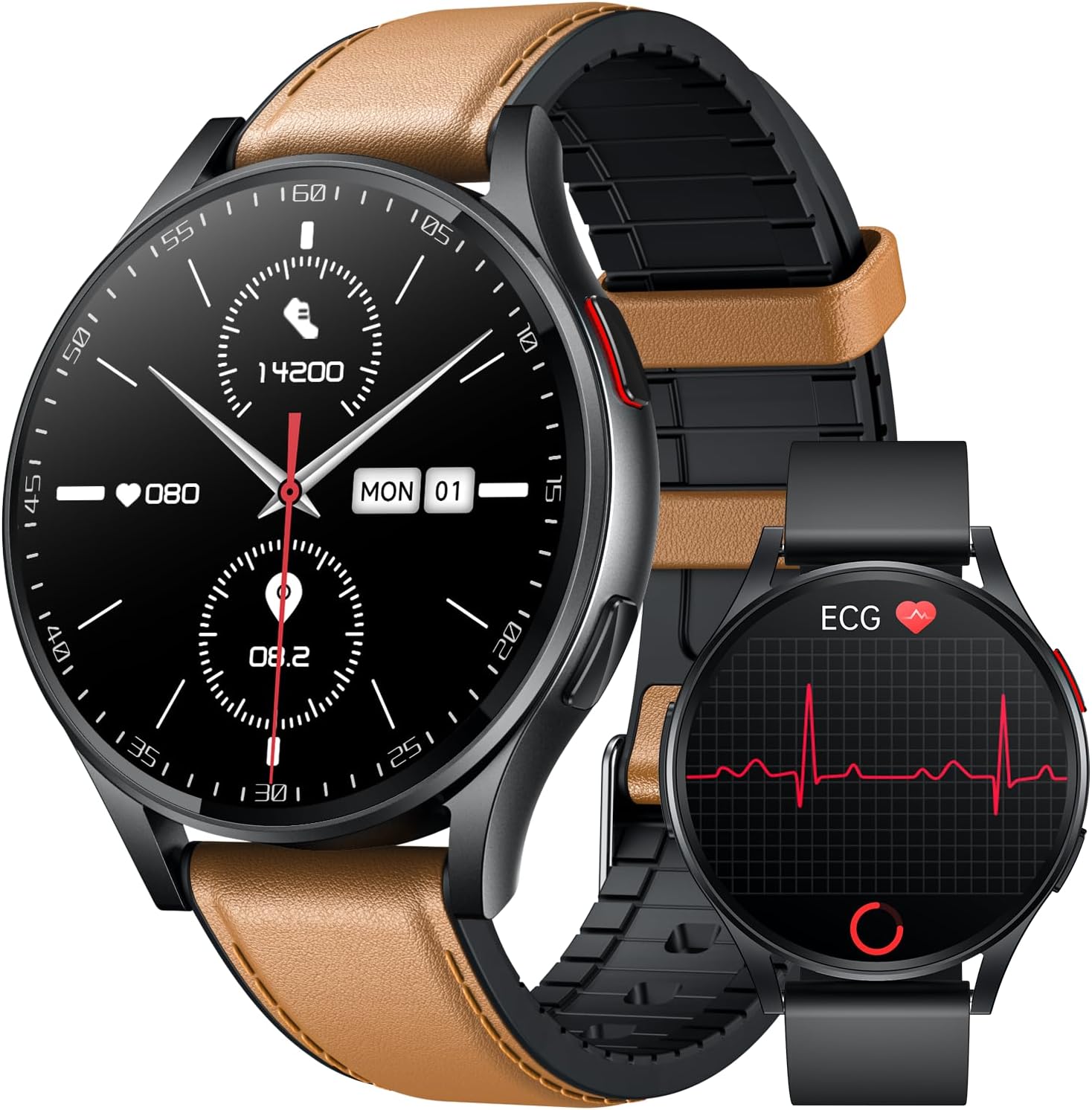 Detalle de Orologio Smartwatch Uomo con ECG, HRV e Monitoraggio 24/7 – AMOLED 1.43