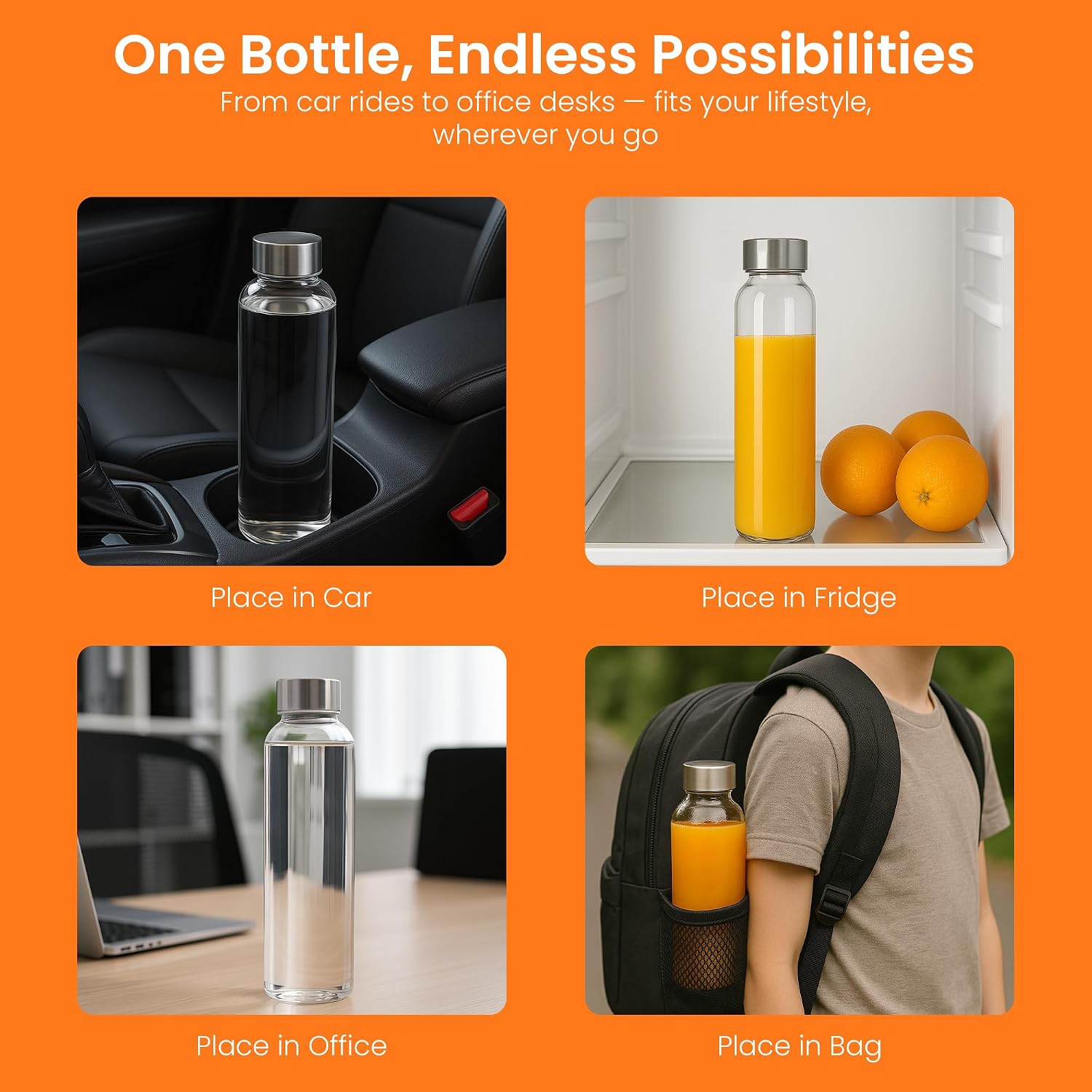 Thumbnail 5 de Epica Clear Glass Bottles 18oz Reusable 🧃