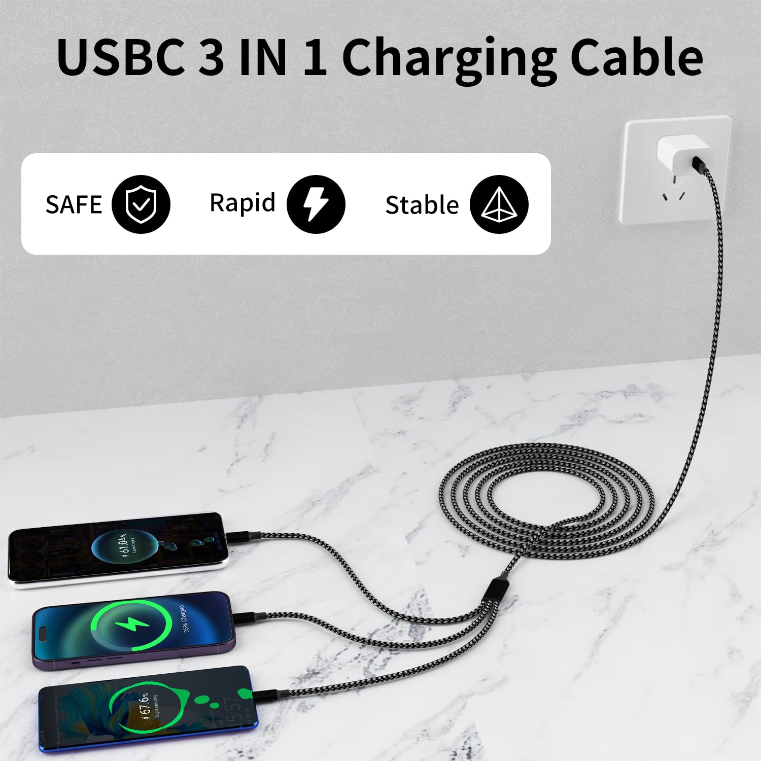 Thumbnail 1 de IDISON 3-in-1 Multi Charging Cable 4 ft