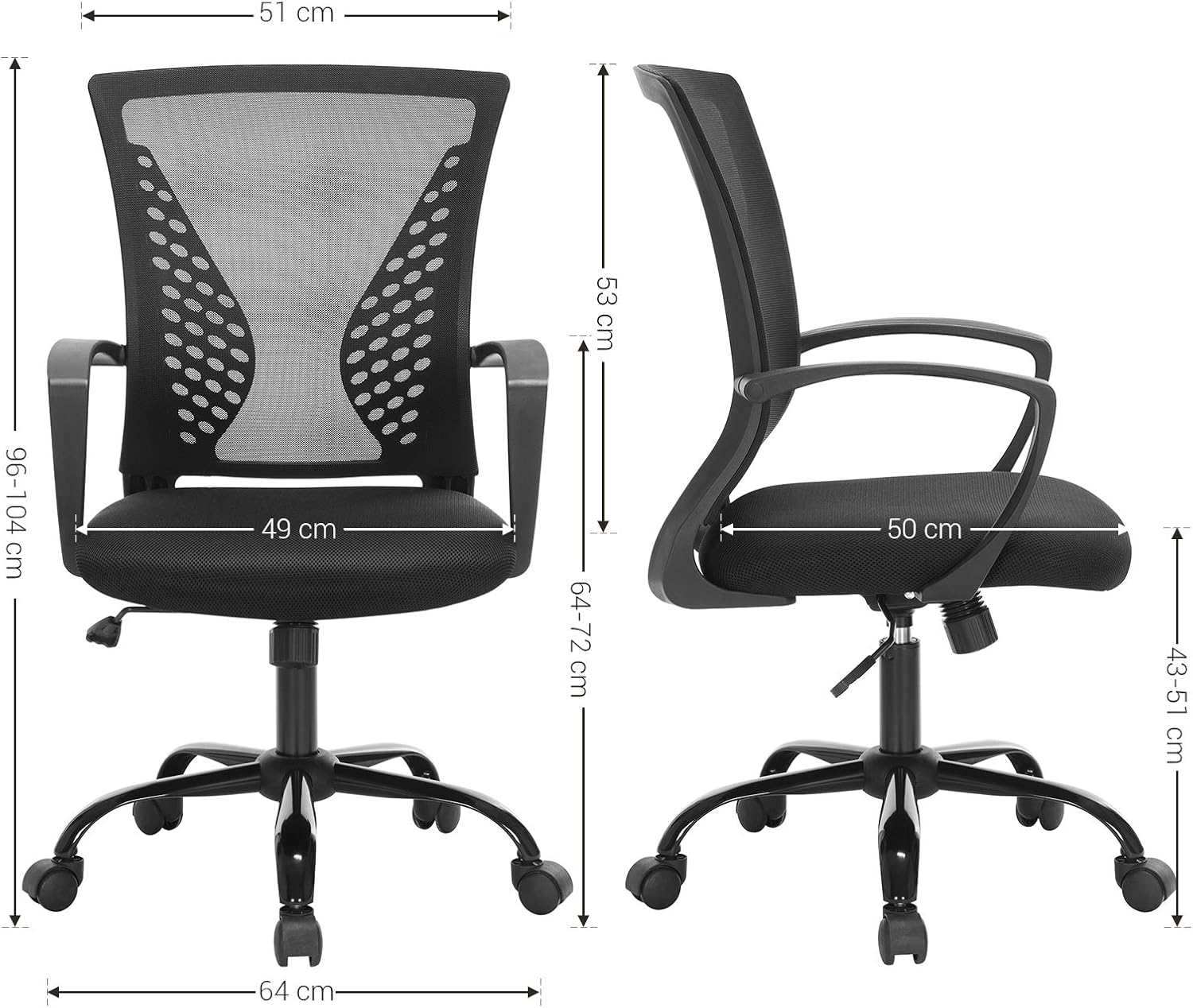 Detalle de SONGMICS OBN22BK: Silla Giratoria, Moderna y Cómoda