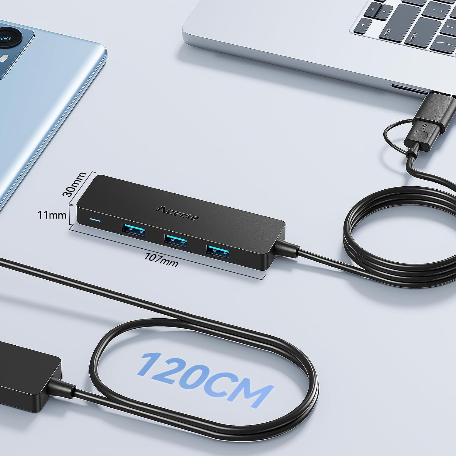Thumbnail 6 de Aceele USB 3.0 / USB‑C Hub mit 120‑cm-Kabel und 4× USB 3.0 Ports