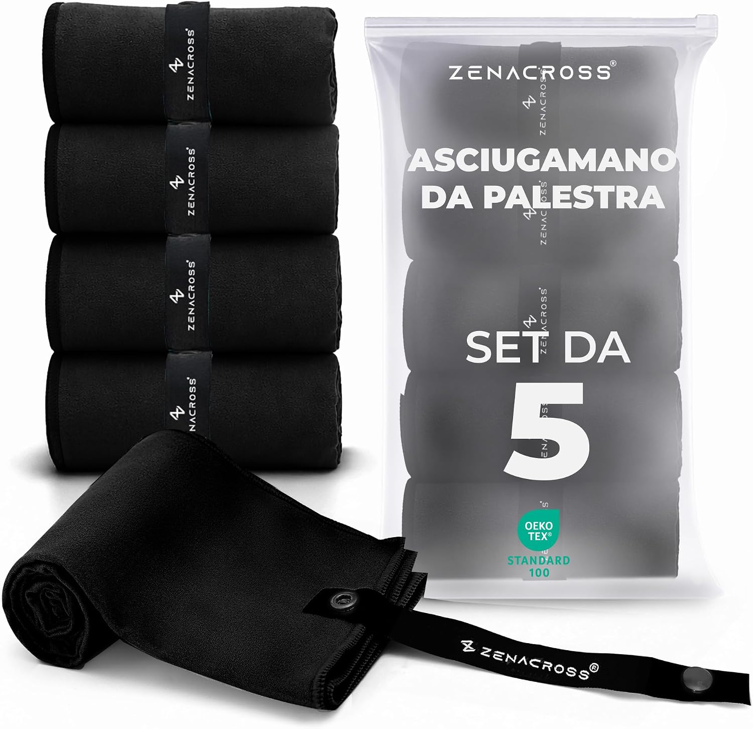 Zenacross Asciugamano Microfibra 40x77 cm set 5