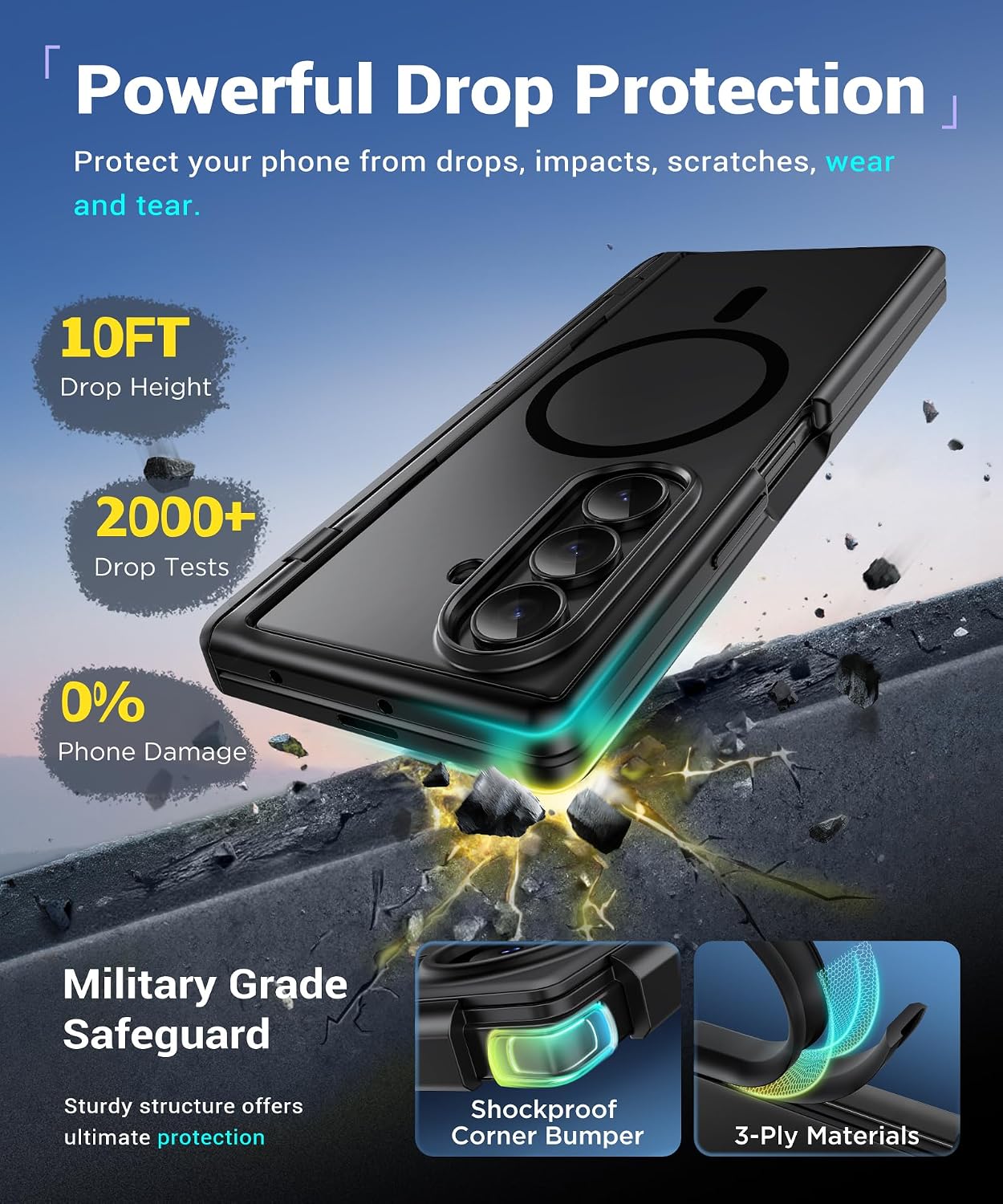 Thumbnail 4 de BERFY Samsung Galaxy Z Fold 7 privacy case with 2 kickstands