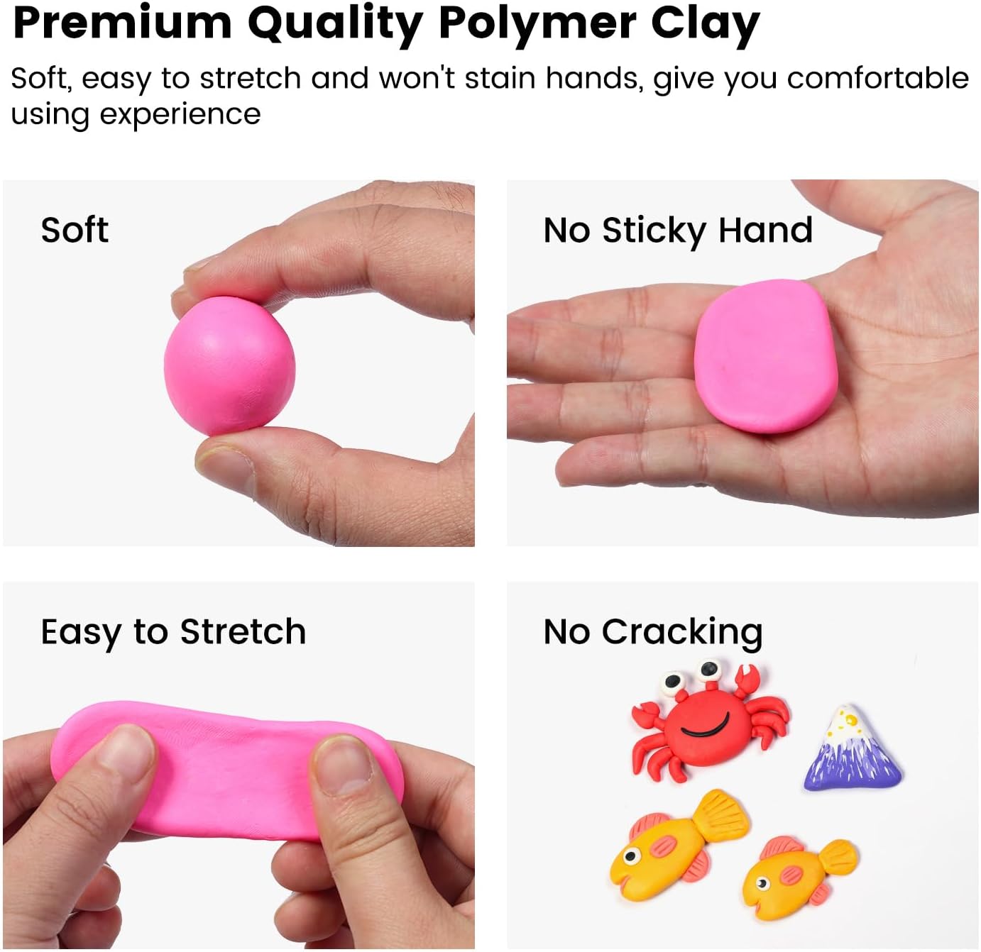 Detalle 2 de ARTFLY Pâte Polymère – 50 couleurs, outils et accessoires inclus, non toxique et prêt à cuire