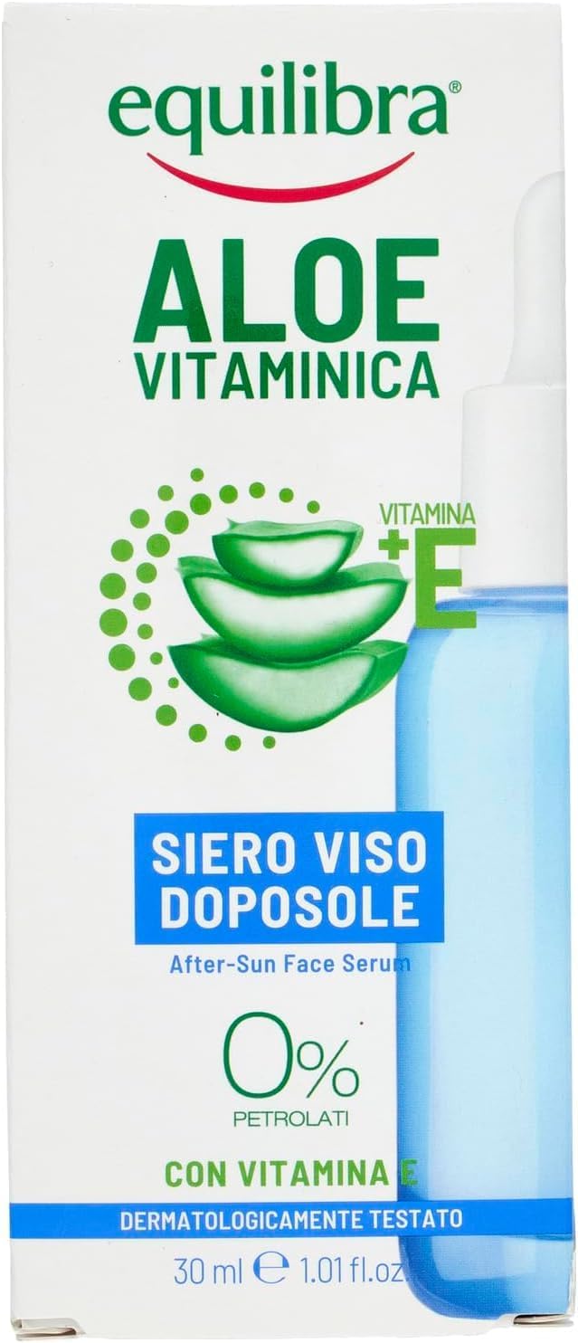 Detalle de Equilibra Siero Viso Doposole 30 ml – Aloe Vera 40%, Vitamina E e Olio di Mandorle Dolci