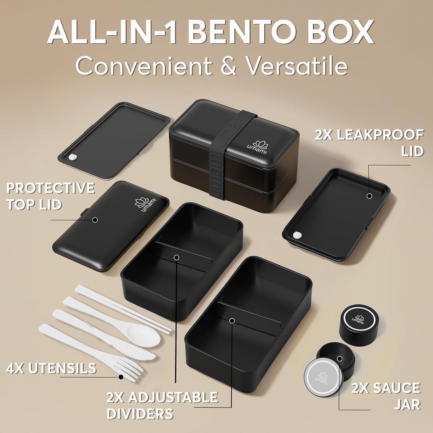 Detalle de Umami Bento Box 40 oz lunch container 🍱